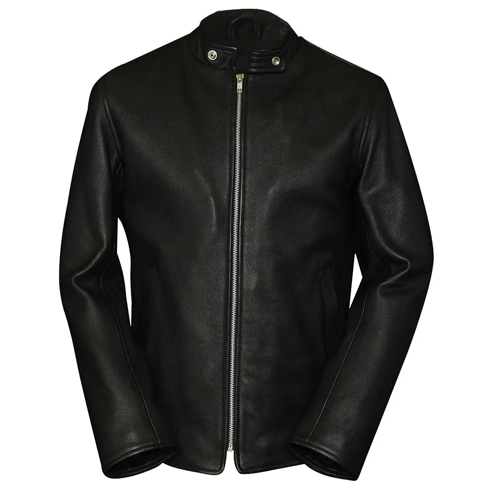 Snap Button Collar Desire Black Leather Jacket