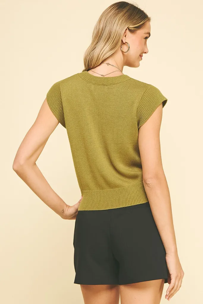 FourWay Stretch Fabric Stain Repellent Coating Aurelia Cap Sleeve Sweater