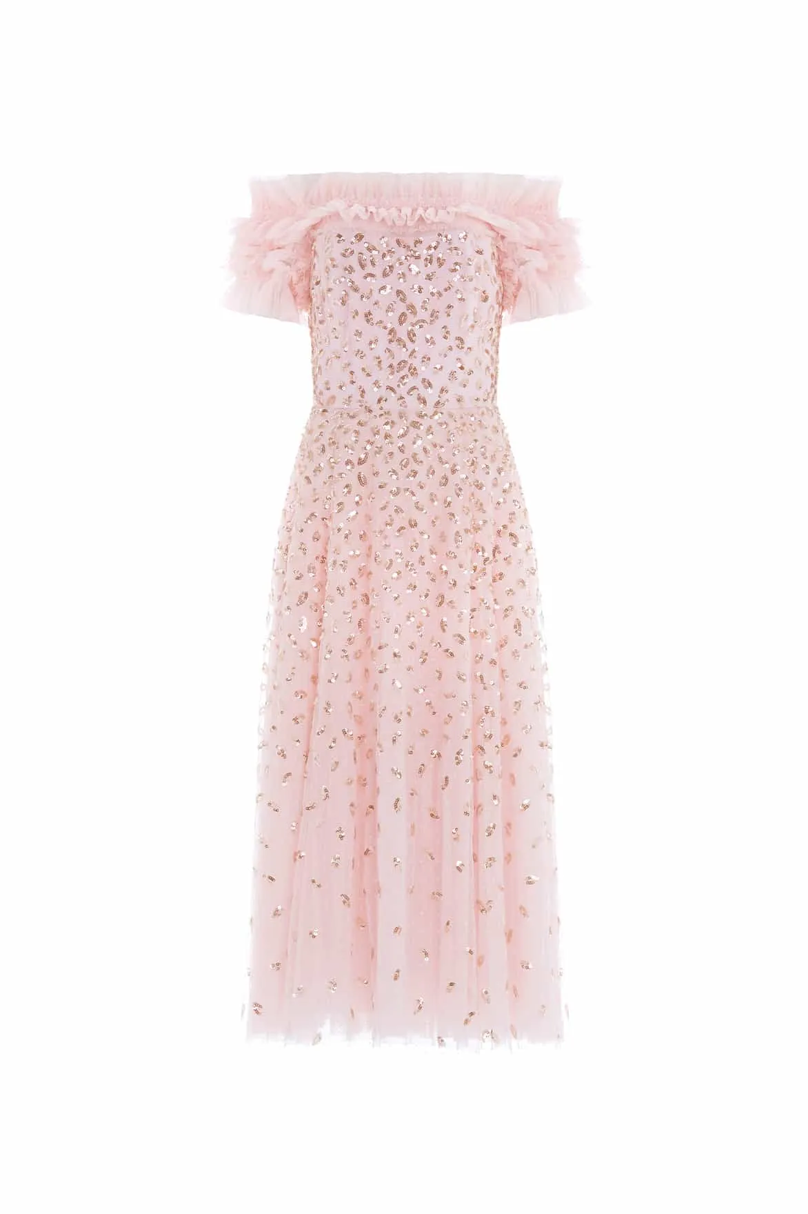 Romantic Style Formal Choice Autumn Leaves Off-Shoulder Ballerina Dress