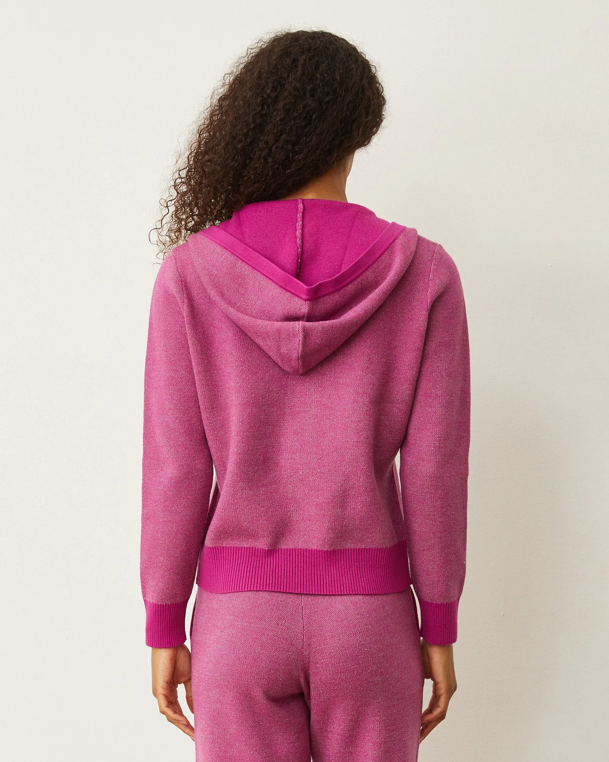 Refined Feel Soft Knit Two Tone Zip Up Hoody