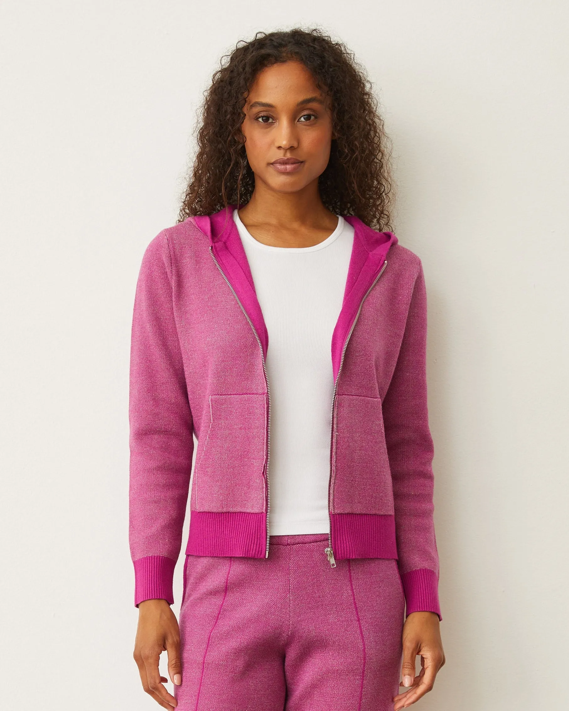 Artistic Flair Villa Mood Soft Knit Two Tone Zip Up Hoody