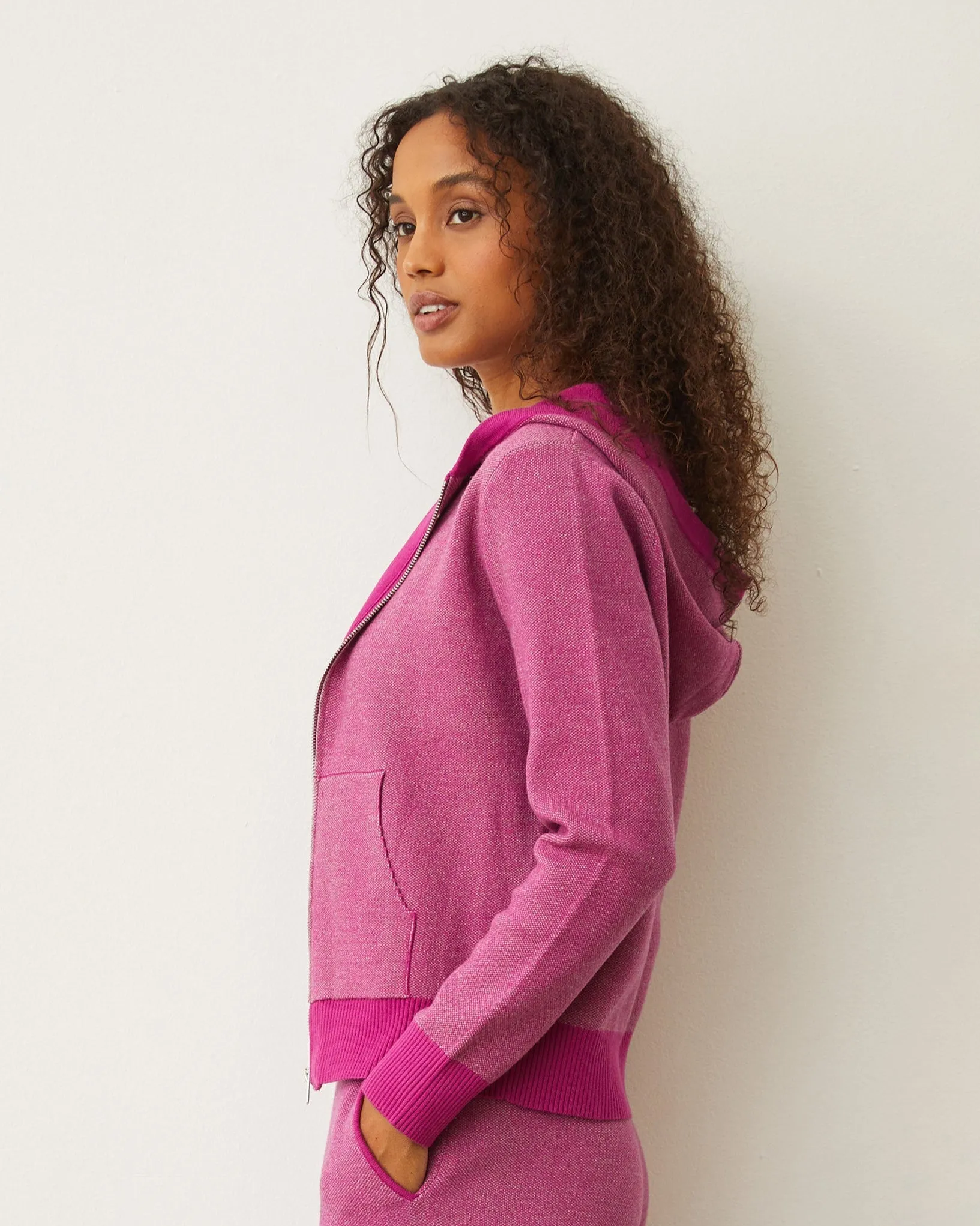 Soft Knit Two Tone Zip Up Hoody Chic Statement