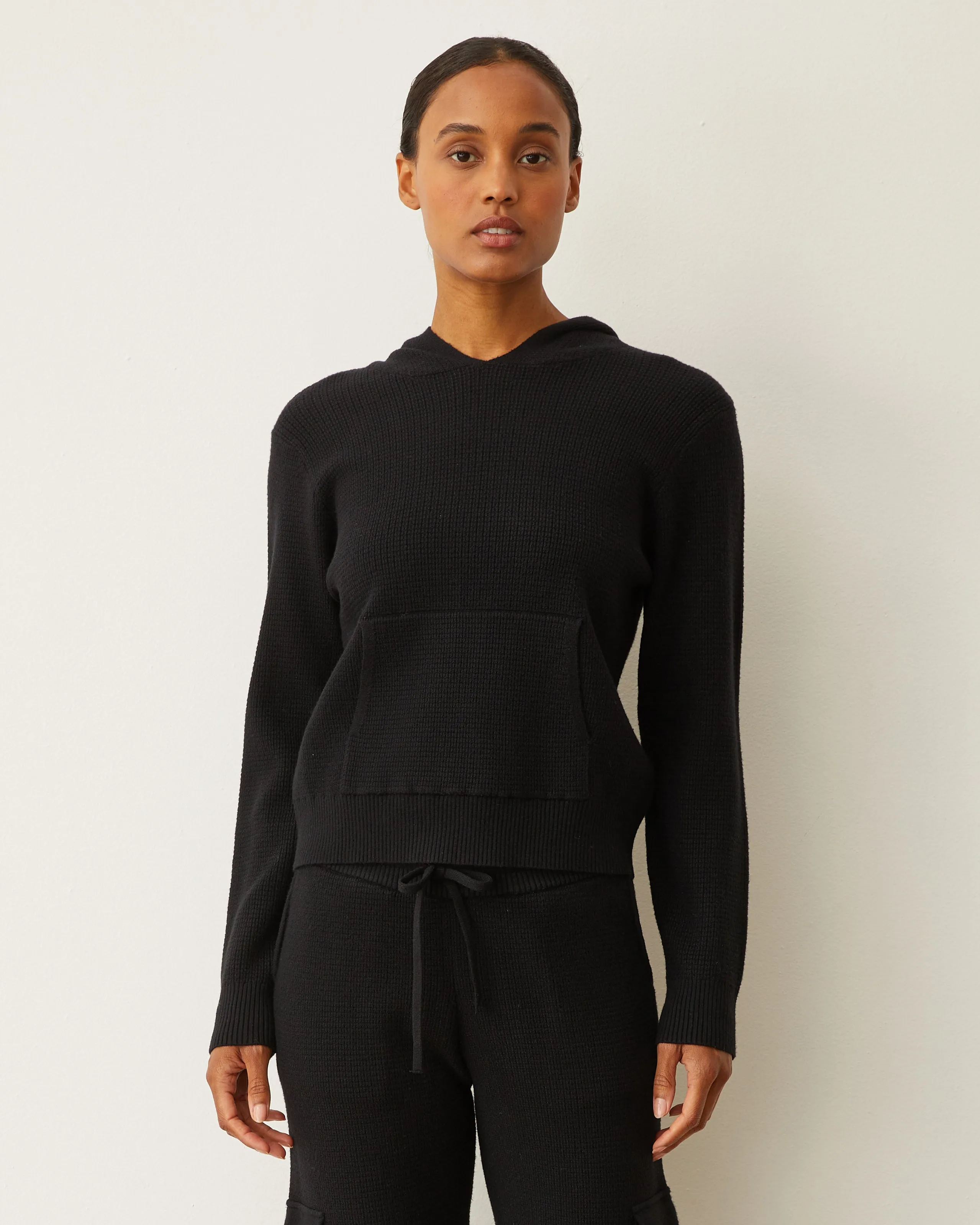 Relax Mode Soft Knit Waffle Kangaroo Pullover