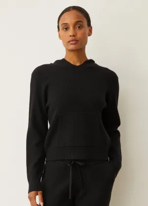 Side Ruching Soft Knit Waffle Kangaroo Pullover