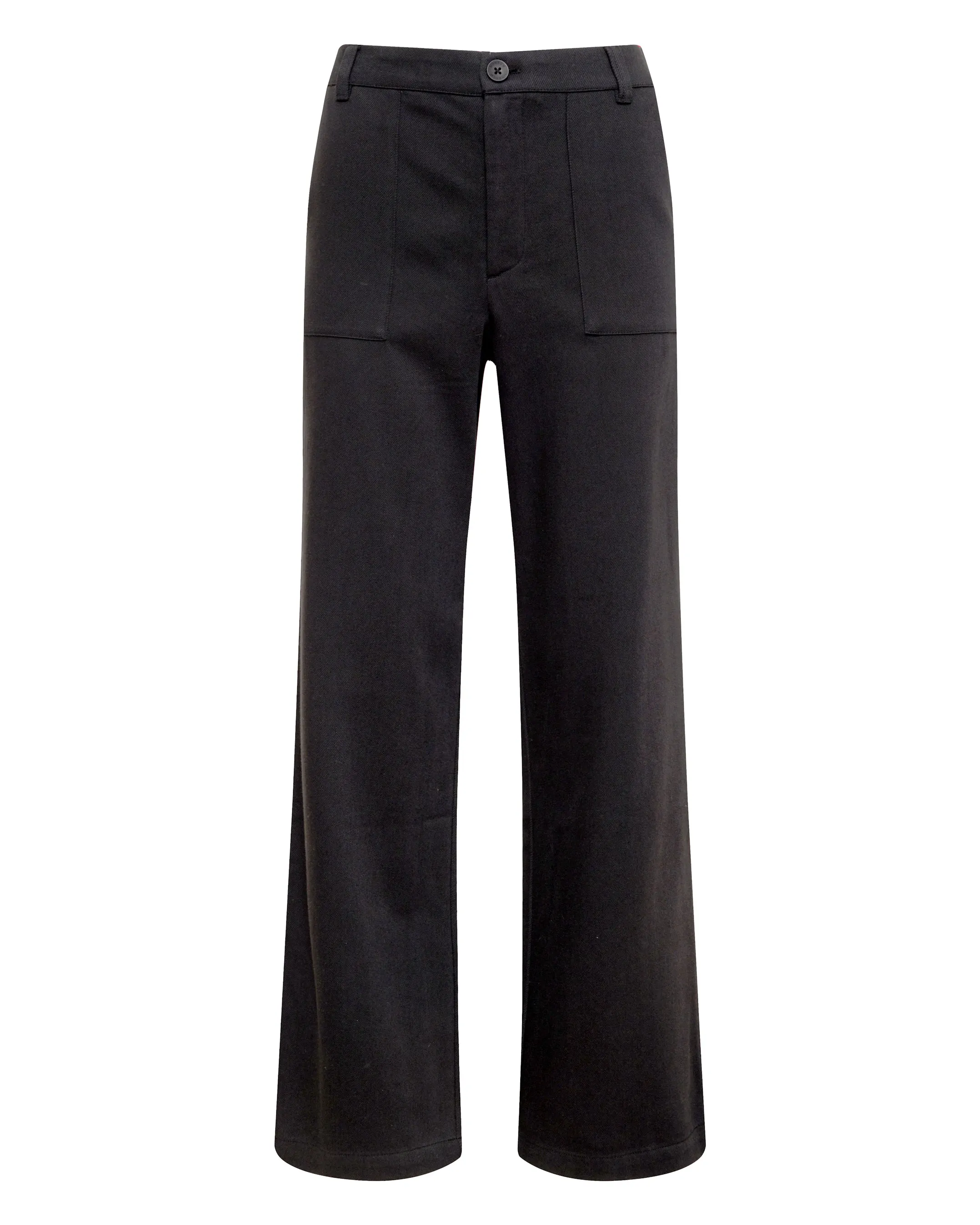 High Waist Full Coverage Soft Twill Patch Pocket Pant