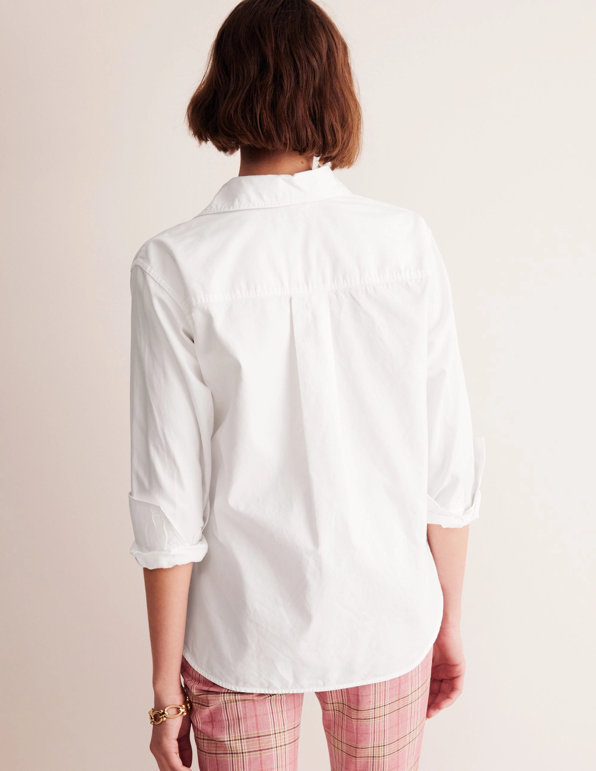 MultiPanel Design Connie Relaxed Cotton Shirt-White