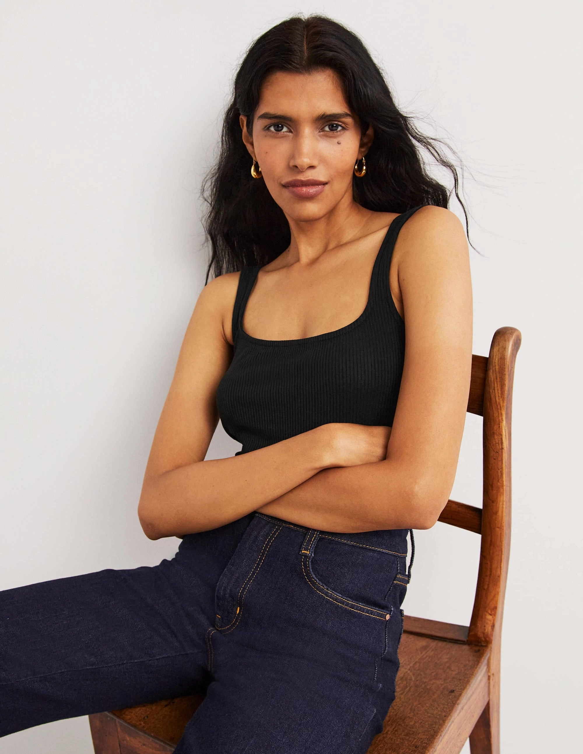 Soft Ribbed Vest-Black ButterSoftTexture Retro design