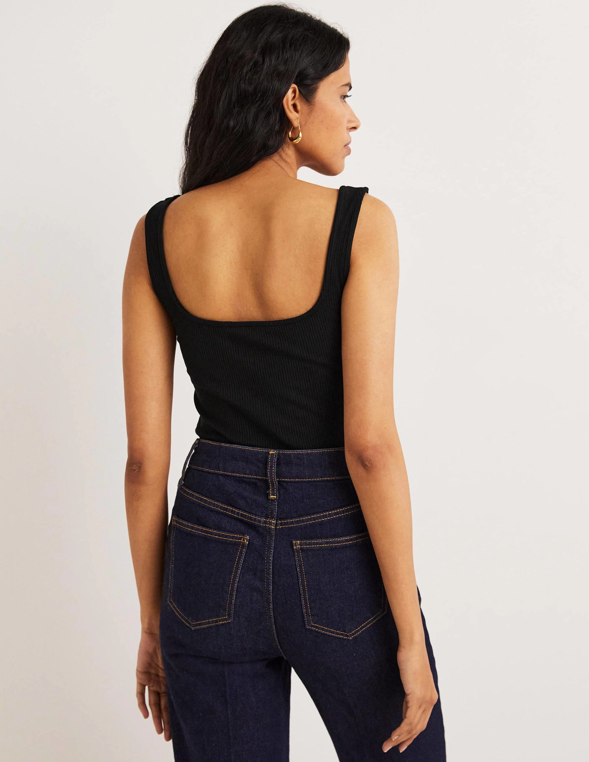 Bound Edges Soft Ribbed Vest-Black