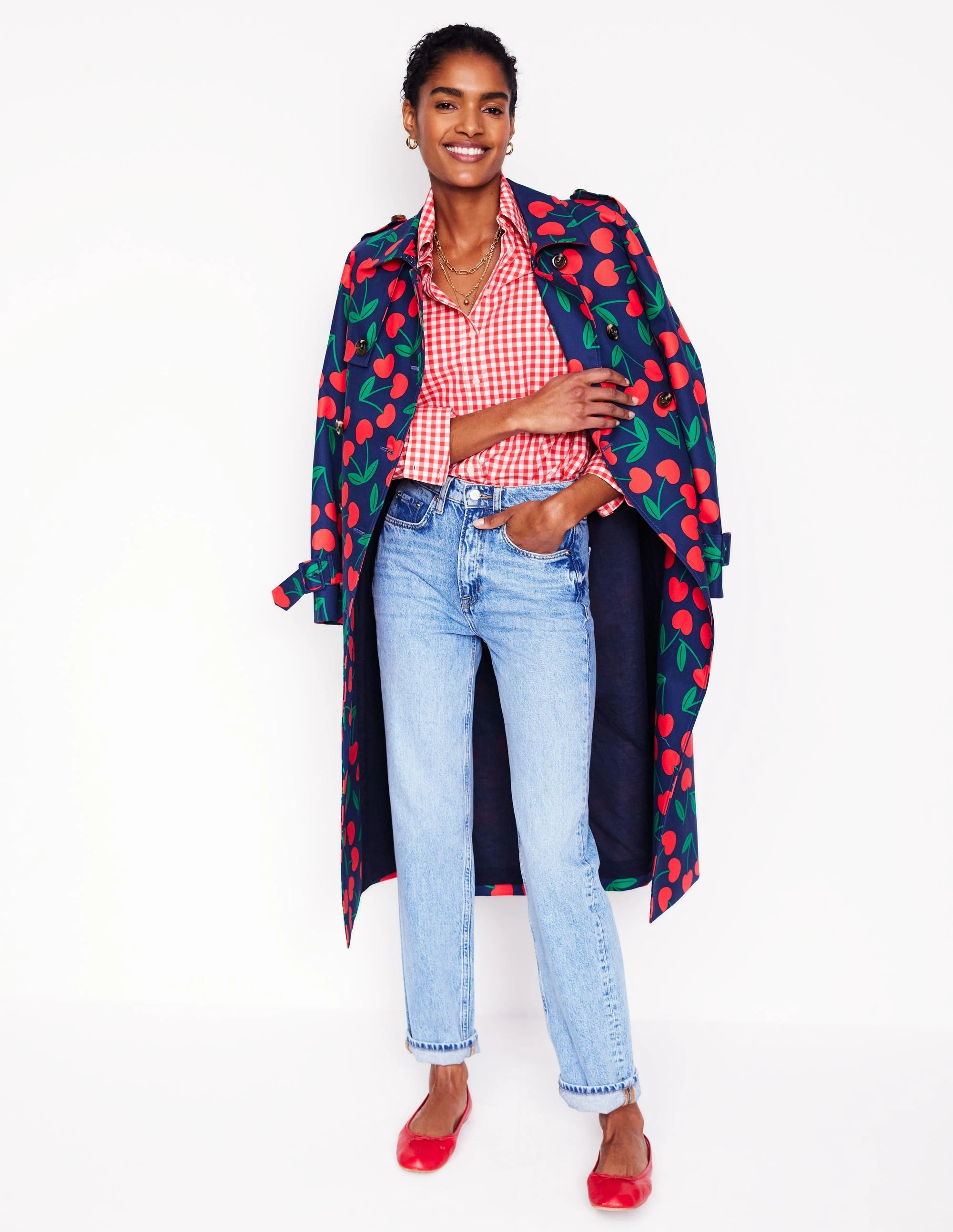 Sweat Absorbent Inner Layer Layered Panel Construction Sienna Cotton Shirt-Jam Red Gingham