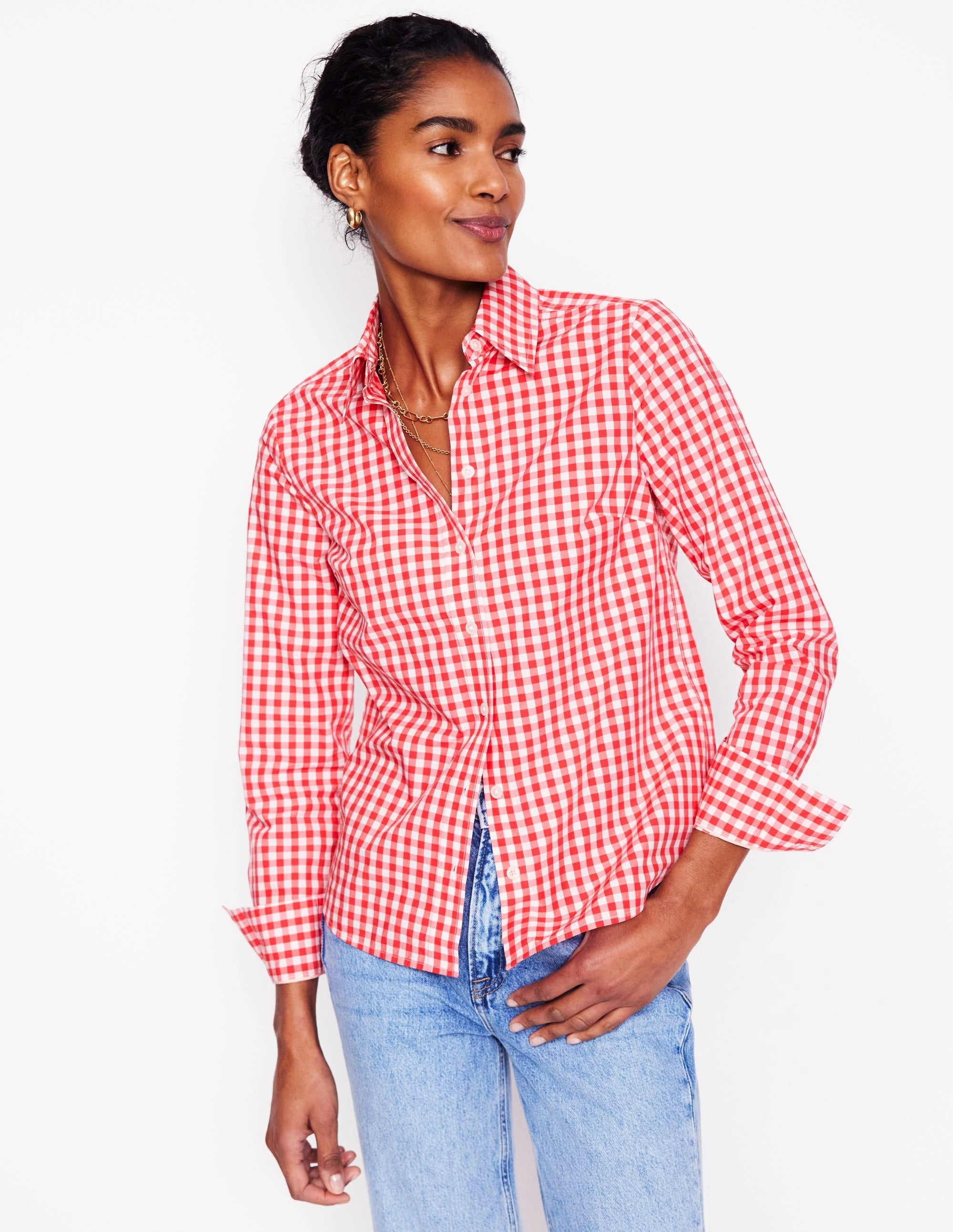 Sienna Cotton Shirt-Jam Red Gingham Hypoallergenic fabric