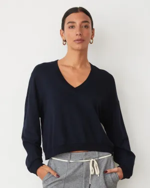 Breathable Material Softfleece Crop V Neck Sweatshirt