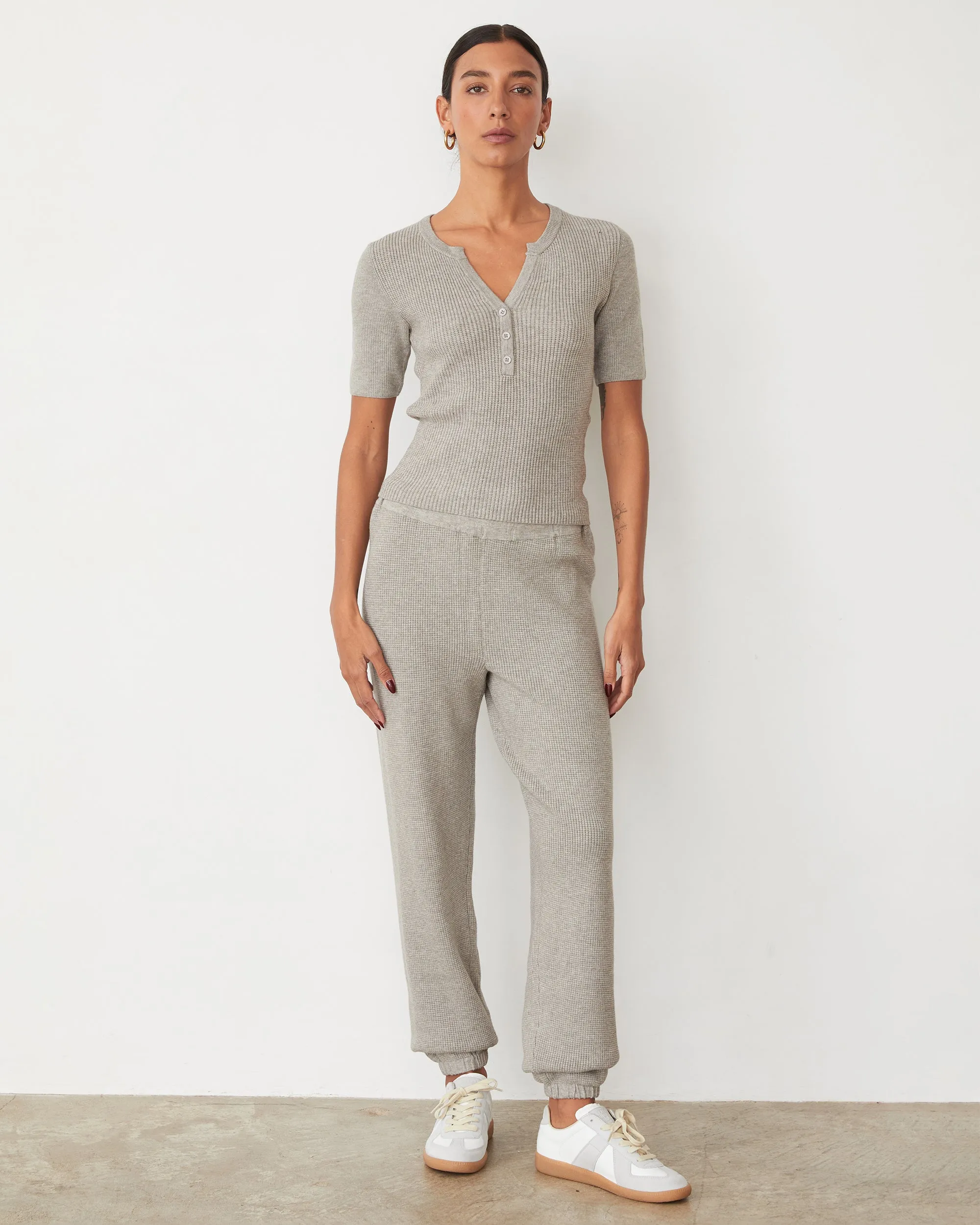 Softknit Rib Waffle Henley summer top Snag Resistant Surface