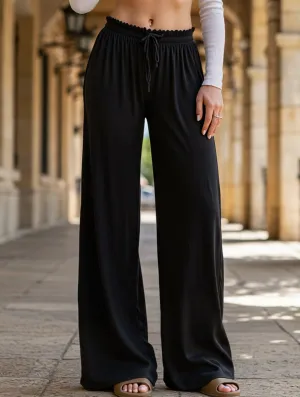 Versatile Waist Solid color loose straight tube drop knit pants