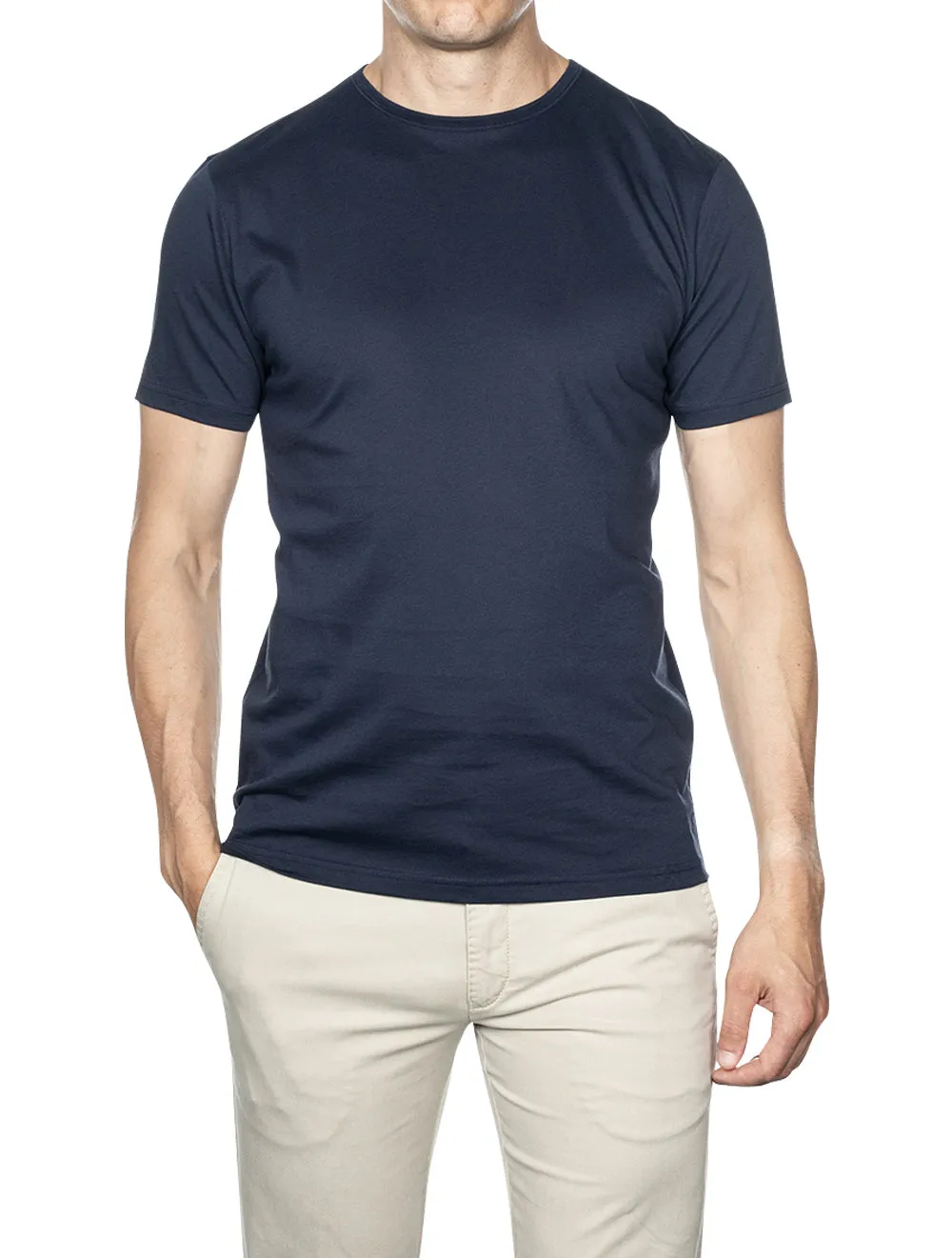 Solid Cotton T-shirt Navy