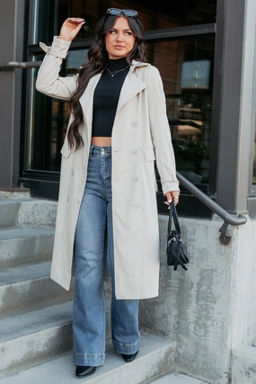 Sonder Hour Suede & Leather Belted Trench Coat (Cream) Insulated Core Thermal Gear