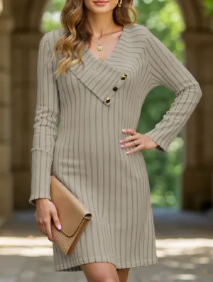 Knit button-down collar dress All-Day Comfort Wear