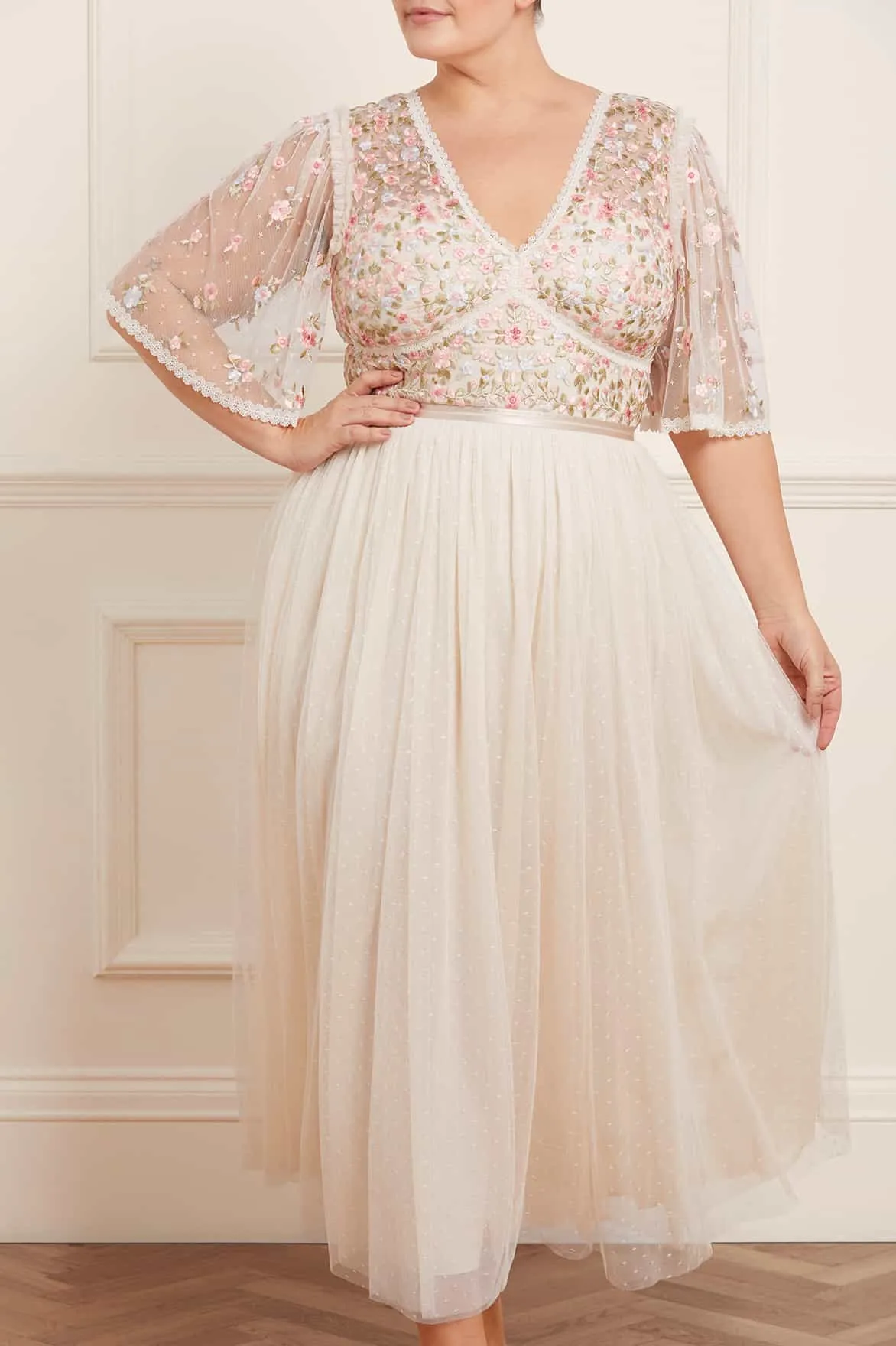 Ribbon Bouquet Bodice Ankle Gown Comfort Fit