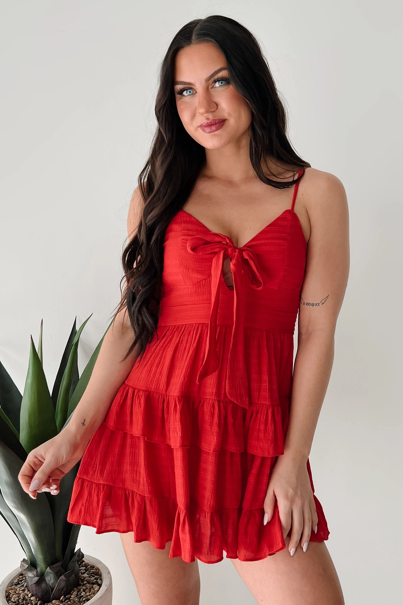 The Chic Life Sleeveless Ruffle Mini Dress (Red) Weekend Chic