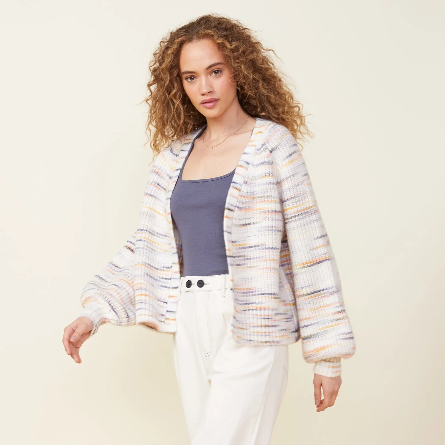Space Dye Sweater Cardigan Cozy Fit Midweight Texture