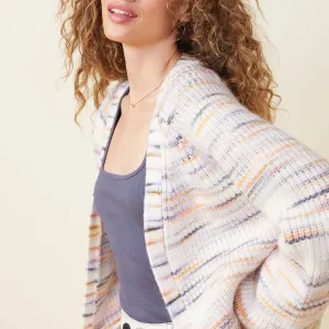 Reinforced Hems Space Dye Sweater Cardigan