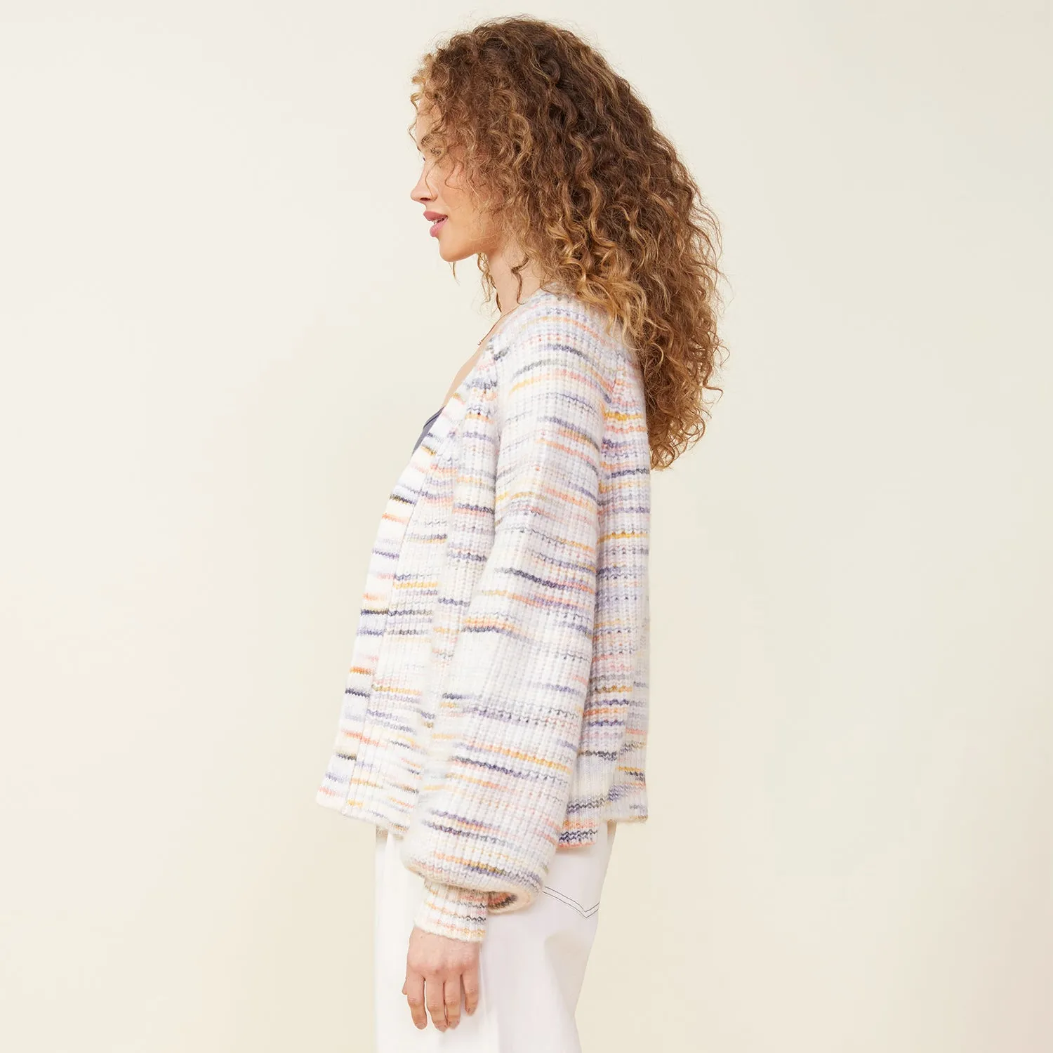 SoftTouchBrushedInterior Space Dye Sweater Cardigan