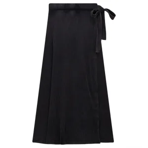 Spades Blk Wash Ribbed Midi Wrap Skirt SB3CM8350SMW Seasonal special Reinforced Hemline