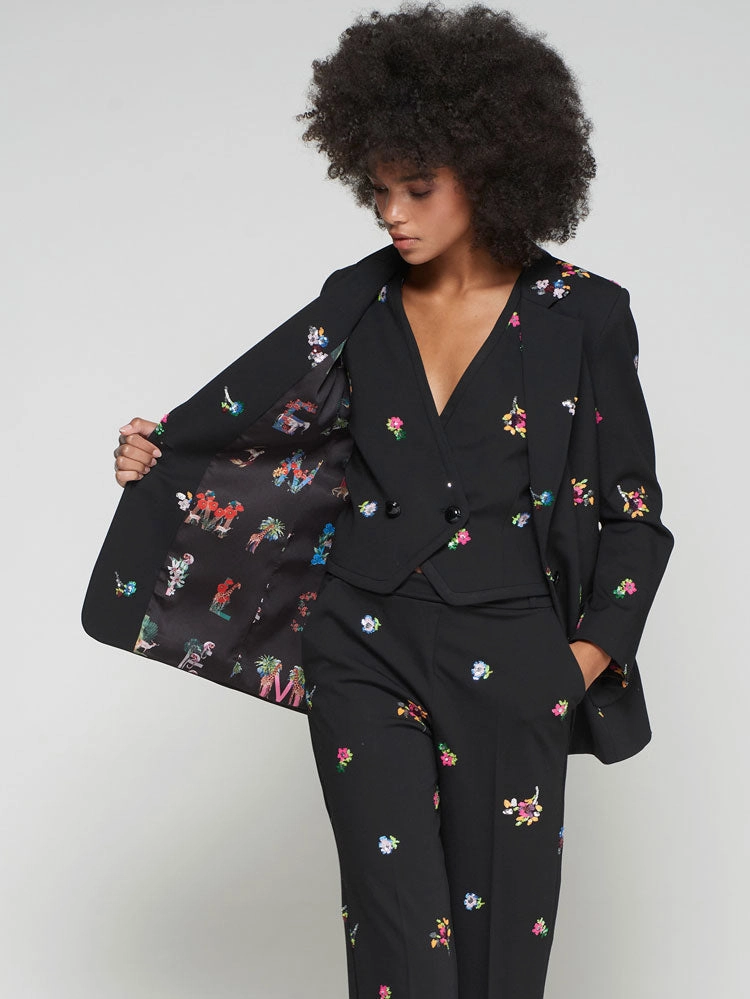 SPARKLE FLORAL BLAZER Windproof Outerwear Suggestion