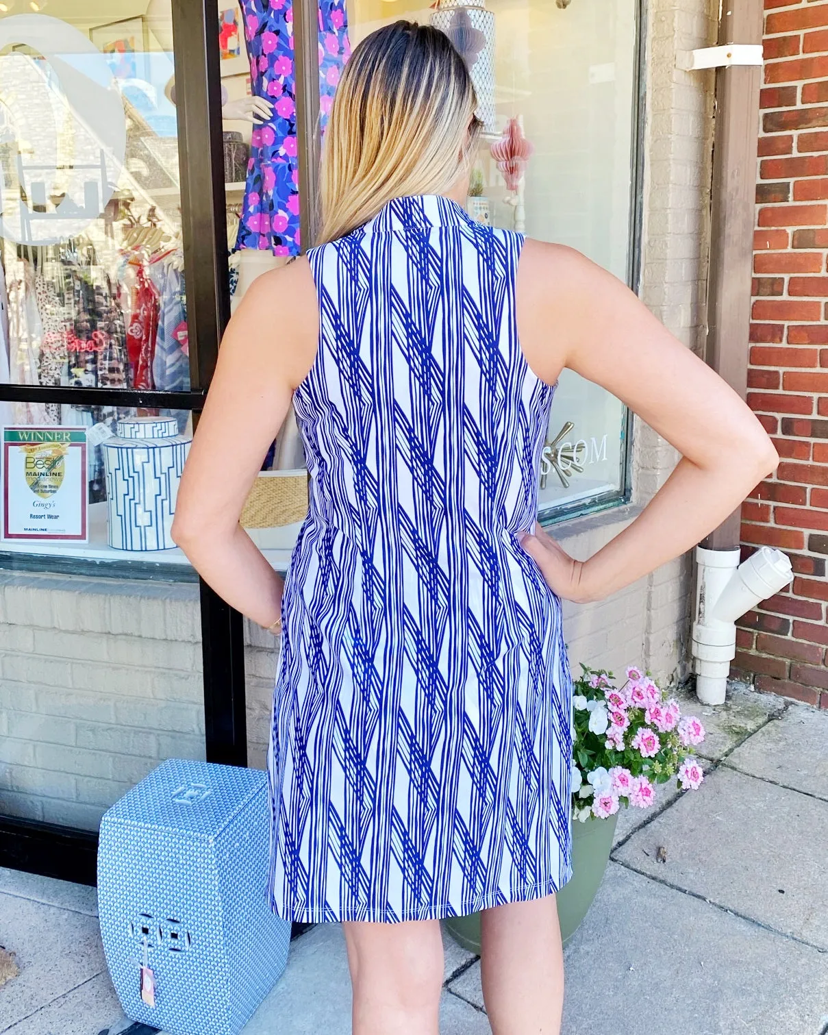 Merion Skort Dress Criss Cross Stripe Soft cotton blend dress