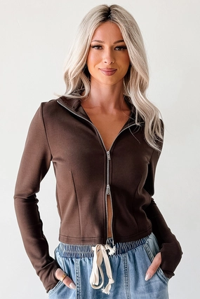 Athletic Drive Double Zipper Active Jacket (Brown) Waterproof Zippers