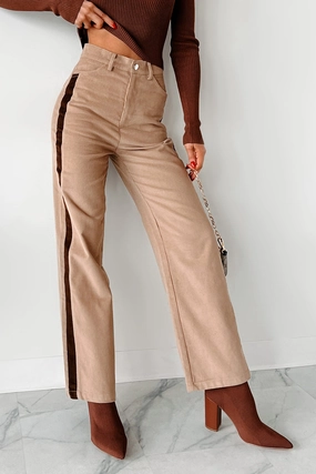 Pablo Side Stripe Corduroy Pants (Taupe) Layer Friendly Tear Resistant Design