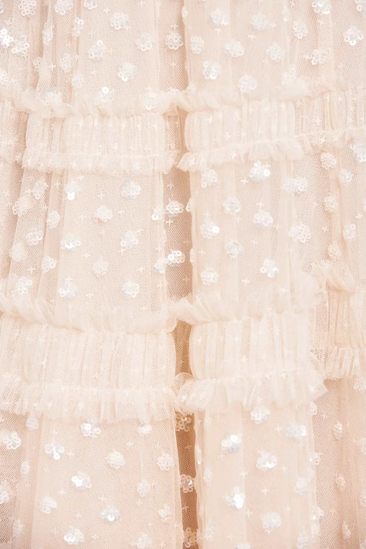 Dot Shimmer Tiered Strapless Ankle Gown Knit Warm