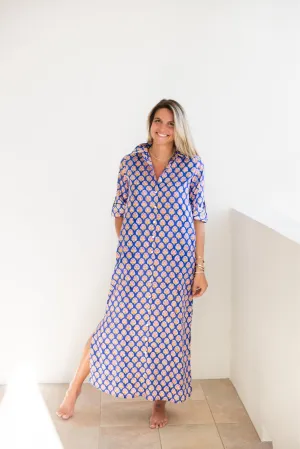 St. Ives Dress Scattered Bouquets Lounge Vibes Satin-Sleeve