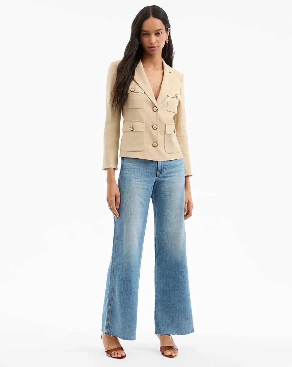 Schuyler Flap Pocket Jacket Stone Khaki Idolize Protective Outerwear