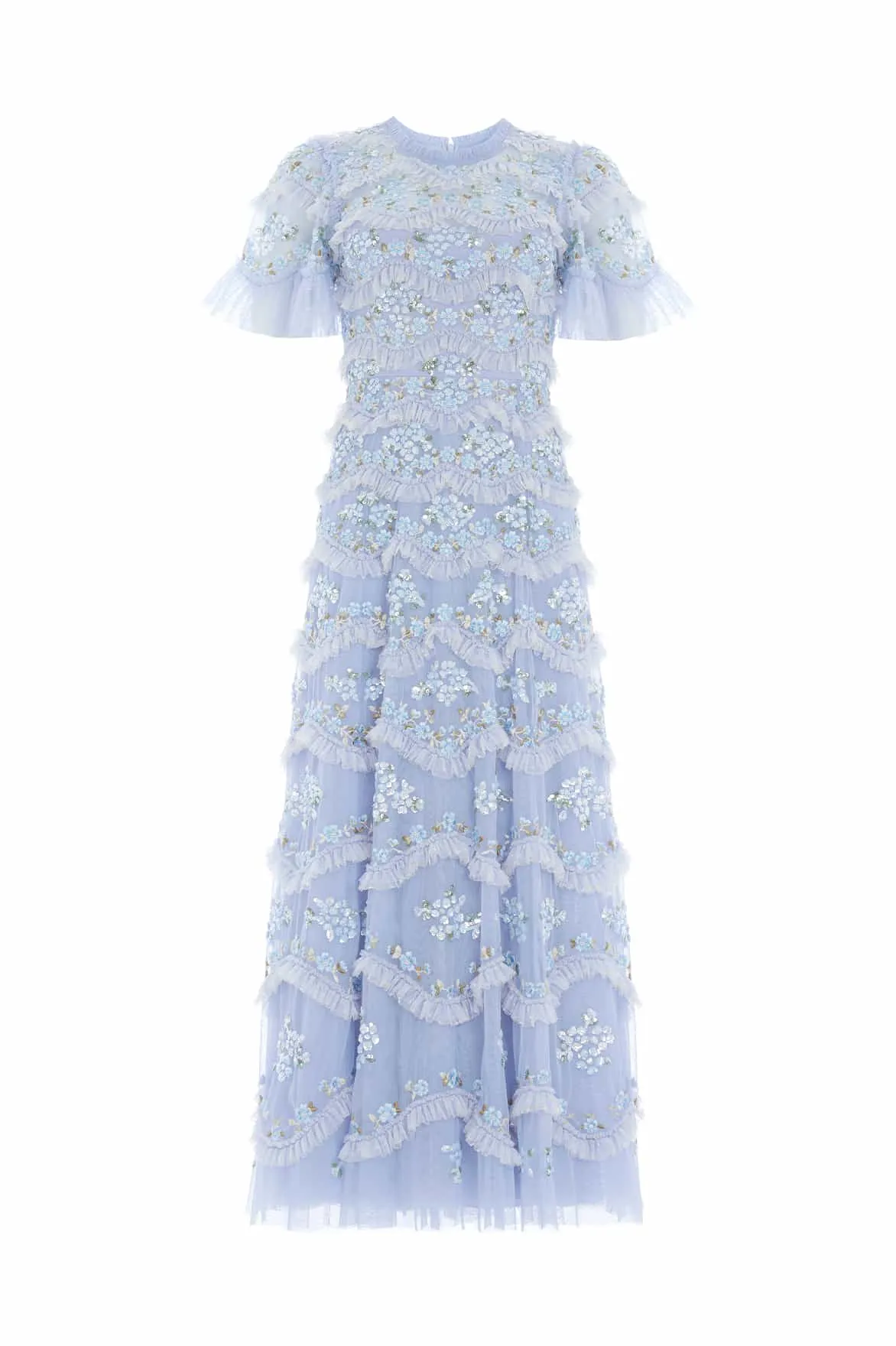 Wrap-Style Refined Stitch Daisy Wave Ankle Gown