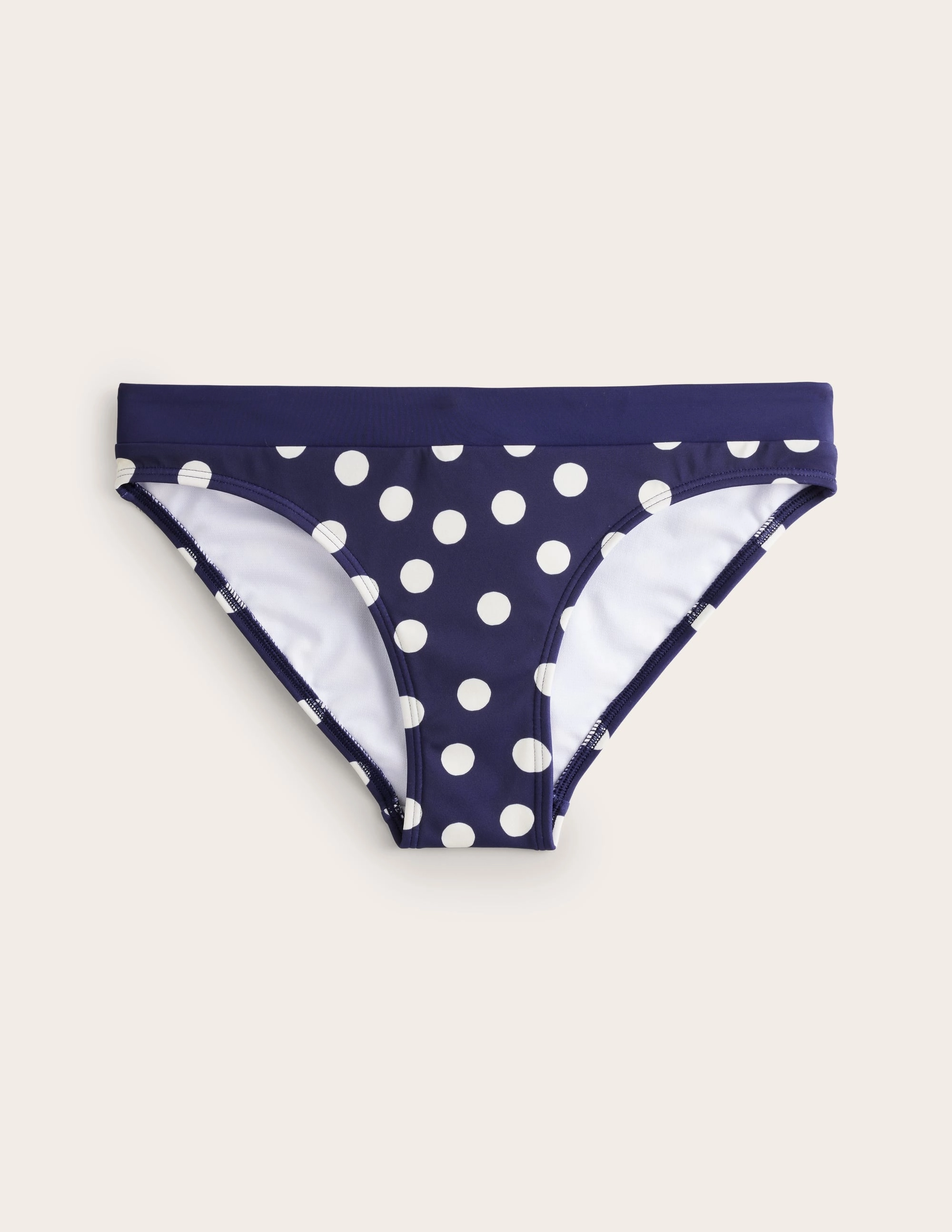High-waisted Neutral-Tones Ithaca Panel Bikini Bottoms-Navy Spot