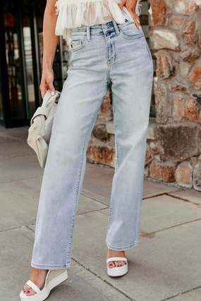 Breathable Mesh Panels Sterling Straight Leg Judy Blue Jeans (Light)