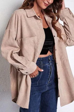 Anti Odor Finish FlexibleCollar STITCHING POCKETS CORDUROY SHIRT