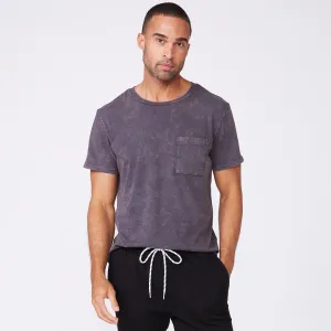 Stone Wash Relaxed Pocket Crew HighCollar Design