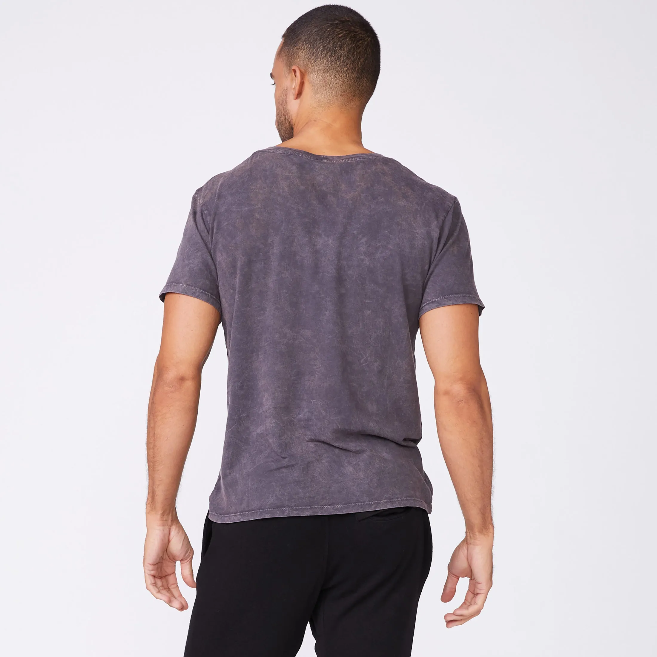 Durable Stitching Stylish T-shirt Stone Wash Relaxed Pocket Crew