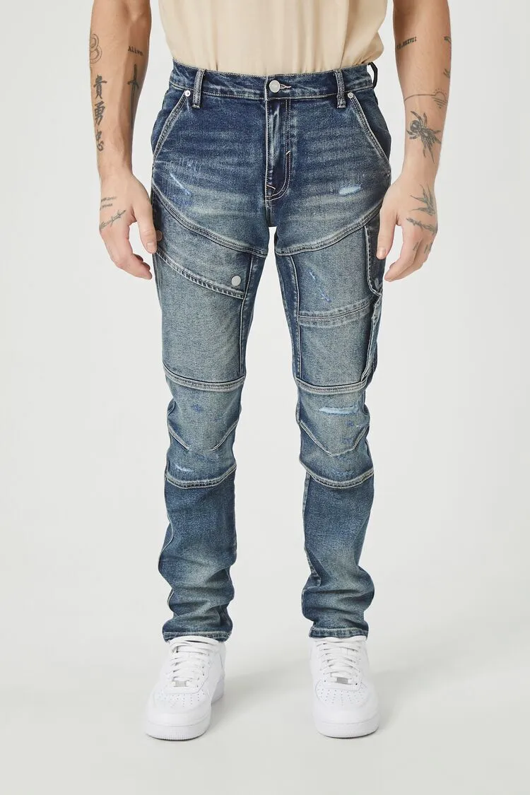 Stone Wash Slim-Fit Cargo Pants