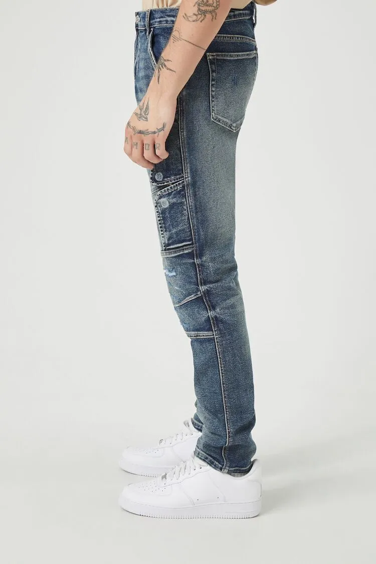 Stone Wash Slim-Fit Cargo Pants