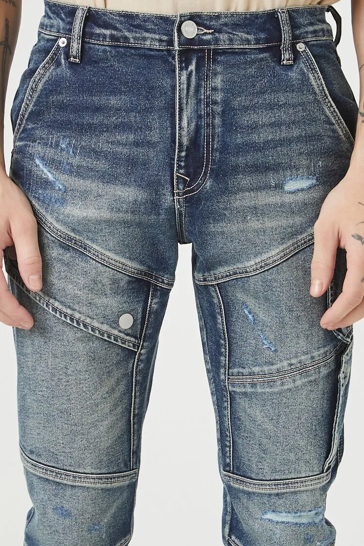 Stone Wash Slim-Fit Cargo Pants