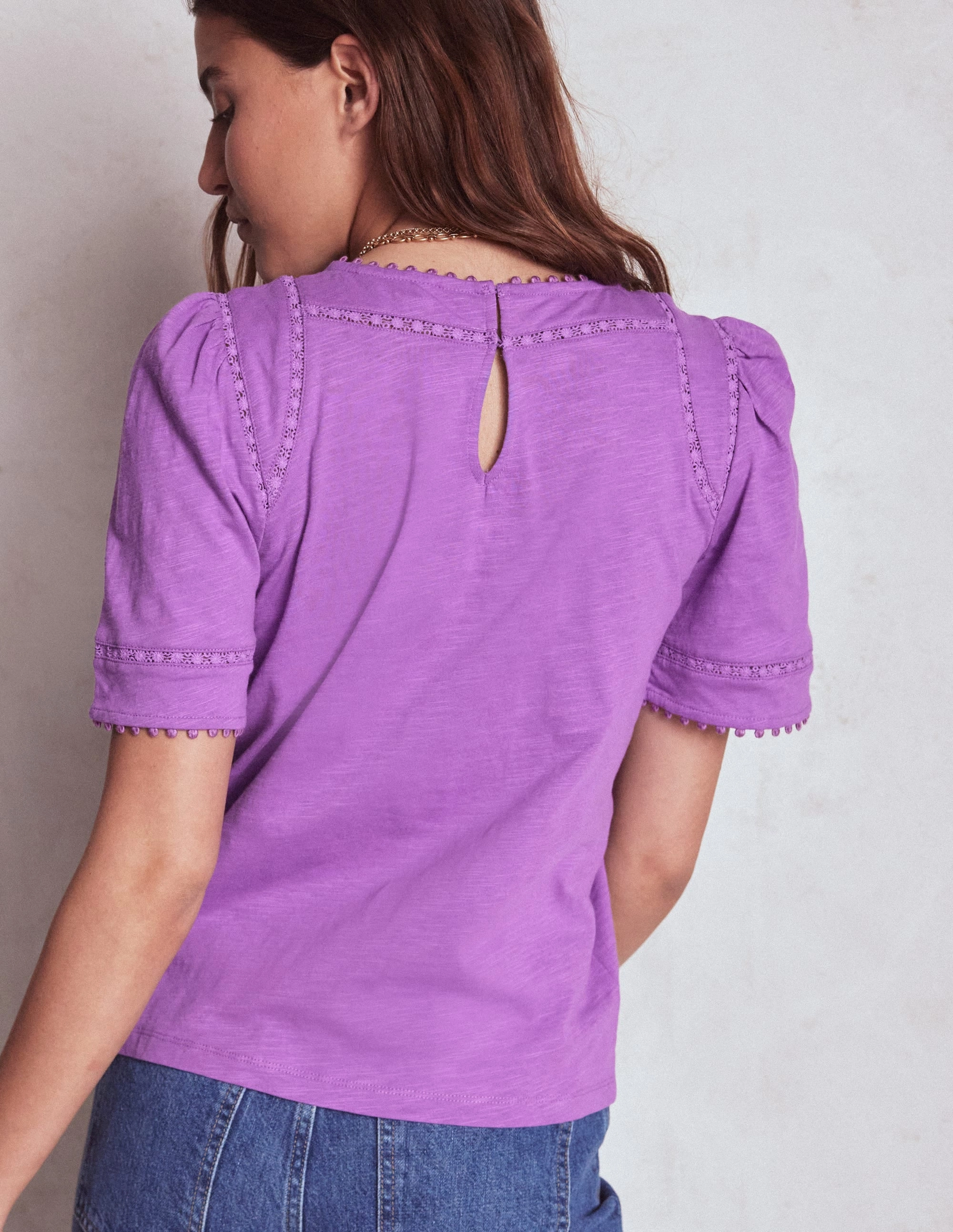 AthleisureReady UltraFineMesh Mila Lace Trim Top-Amethyst Pruple