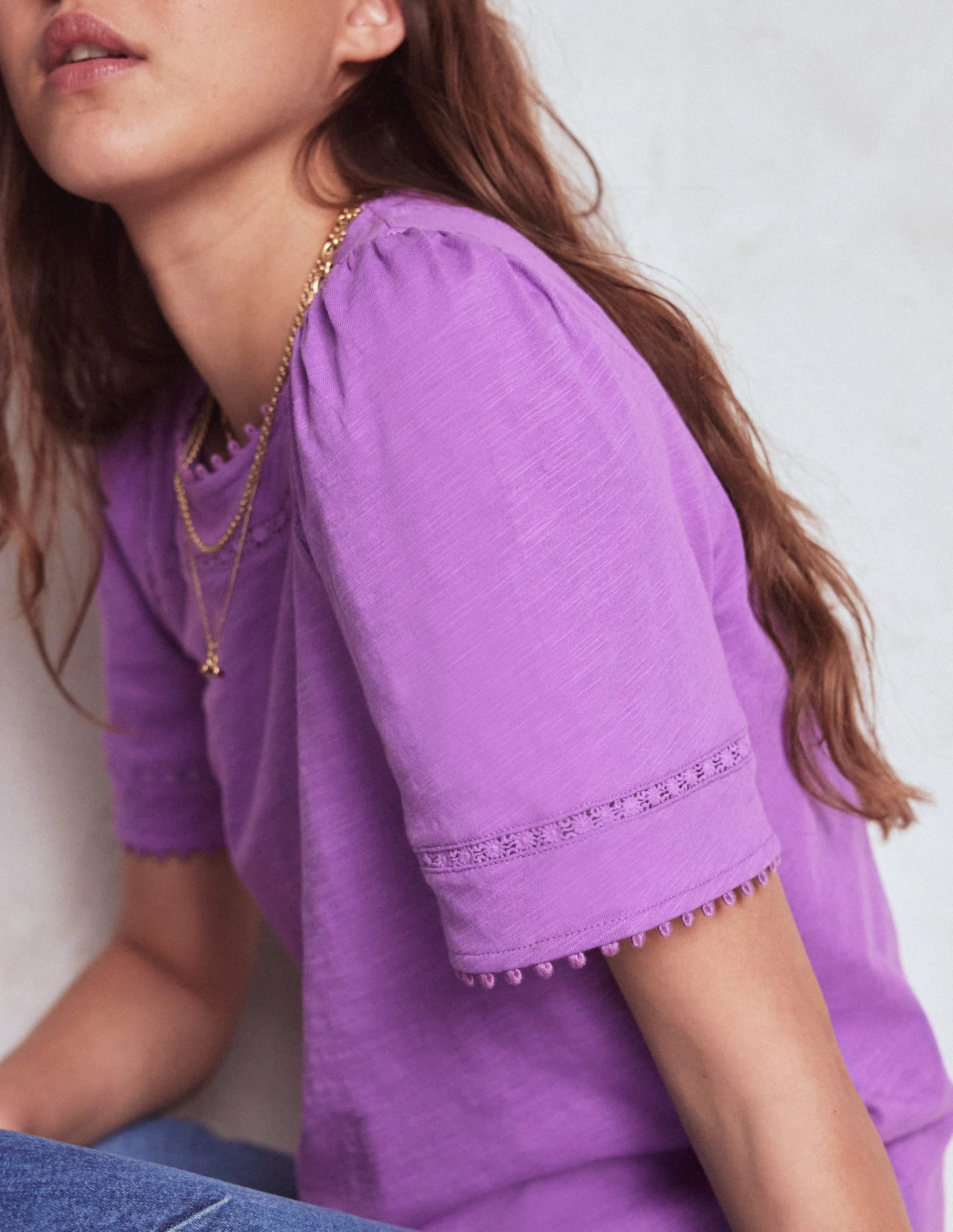 LightweightLayeringSystem Mila Lace Trim Top-Amethyst Pruple