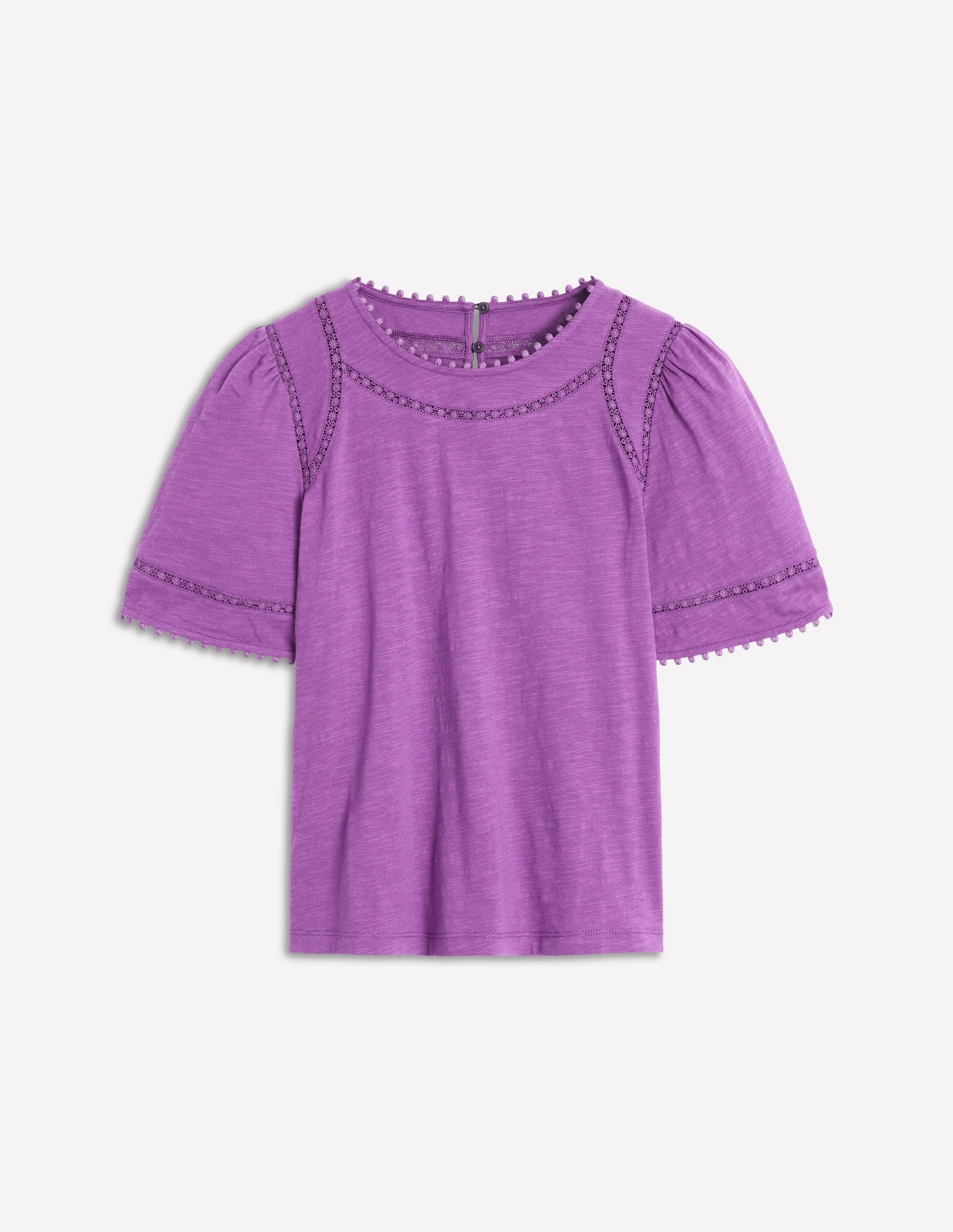 Mila Lace Trim Top-Amethyst Pruple FourWay Stretch Fabric