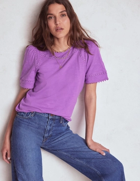 Mila Lace Trim Top-Amethyst Pruple Eco Friendly Dye Process