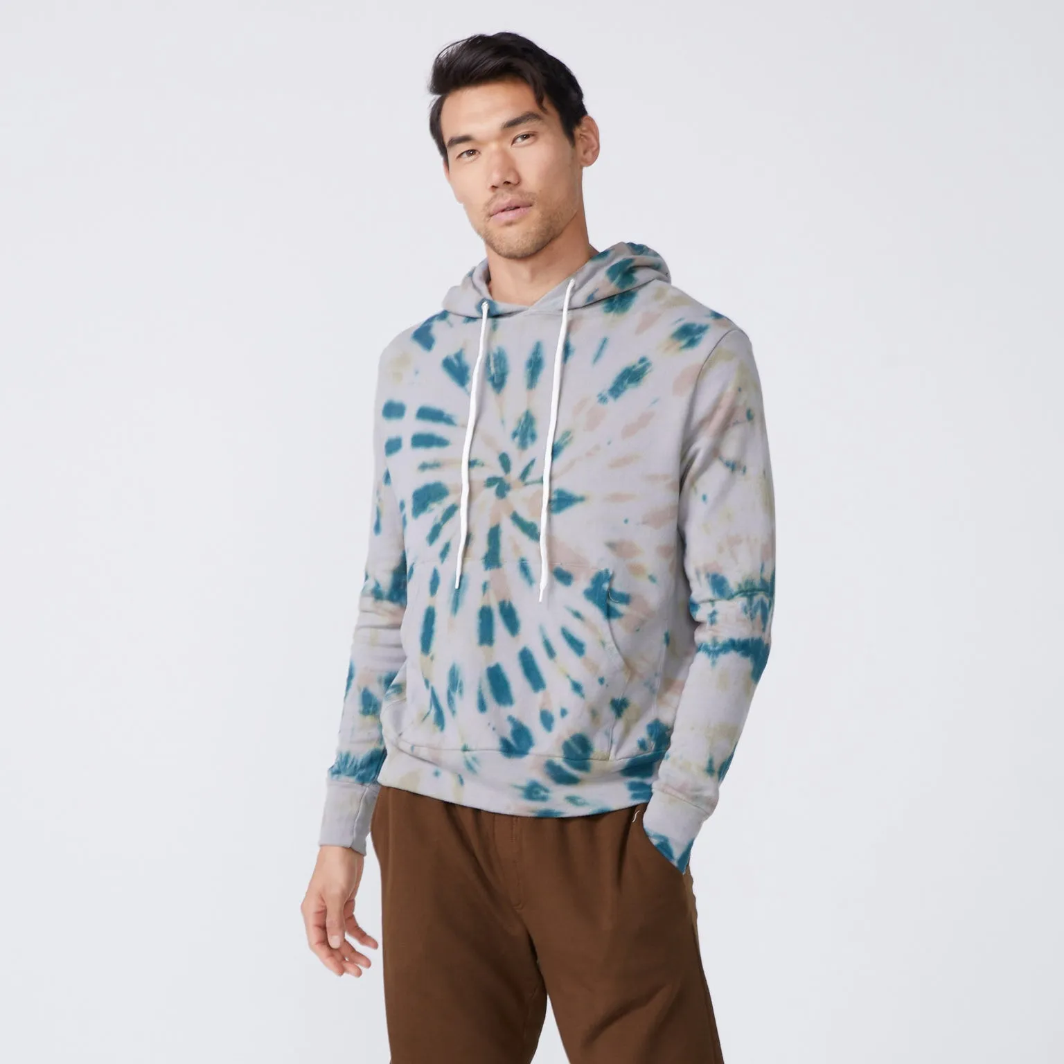 Kaleidoscope Tie Dye Slouchy Pullover Hoody Lightweight Thermal Durable Stitching