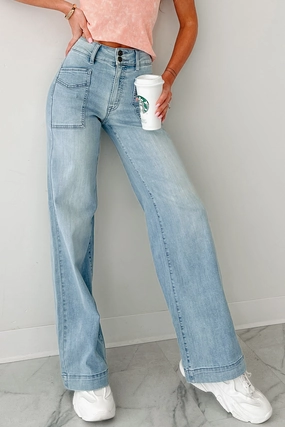 Street Active High Waist Stretch Zella High Rise Wide Leg Eunina Jeans (Medium)