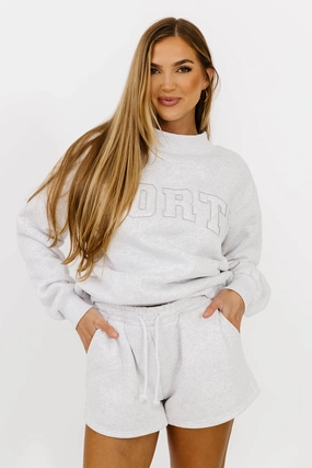 Basic Blank Sweat Shorts in Pearl Grey Breathable Waist