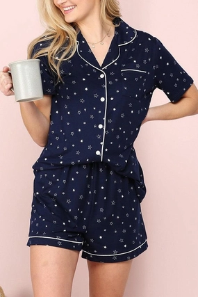 SHORT SLEEVE NOTCH COLLAR PAJAMA SET EcoCertified